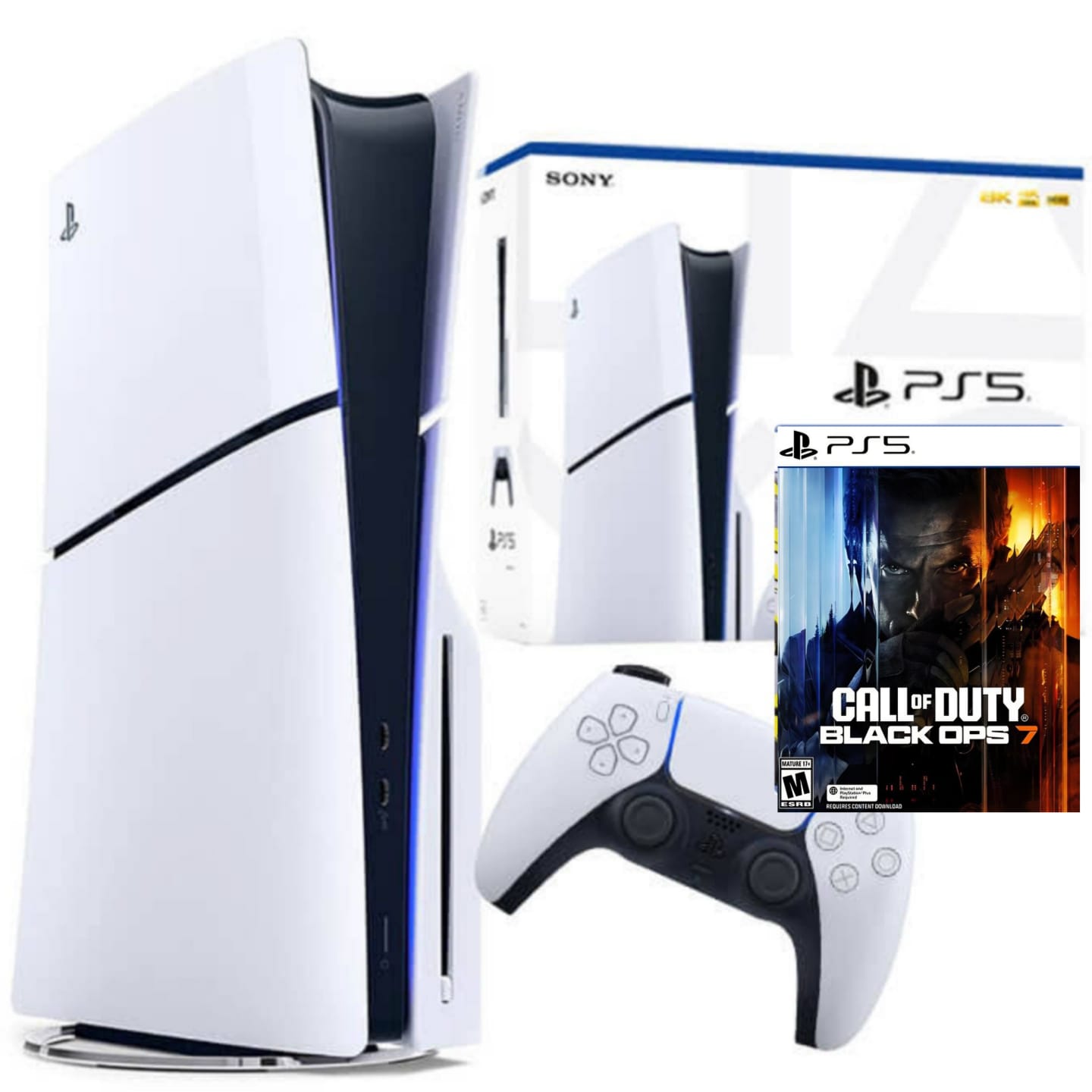 SONY PLAYSTATION 5 SLIM 1TB BLUTAY EDITION CFI-2000 CFI-2016 + GAME CALL OF DUTY BLACK OPS 7 PS5