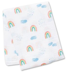 חיתול תינוק גדול מעוצב 100% כותנה טטרה 120X120 ס"מ - קשת בענן