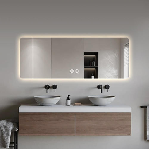 מראה לאמבטיה עם תאורת LED ומפיג אדים – ללא מסגרת מלבנית