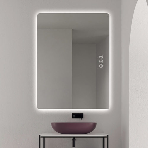 מראה לאמבטיה עם תאורת LED ומפיג אדים + Bluetooth – ללא מסגרת מלבנית