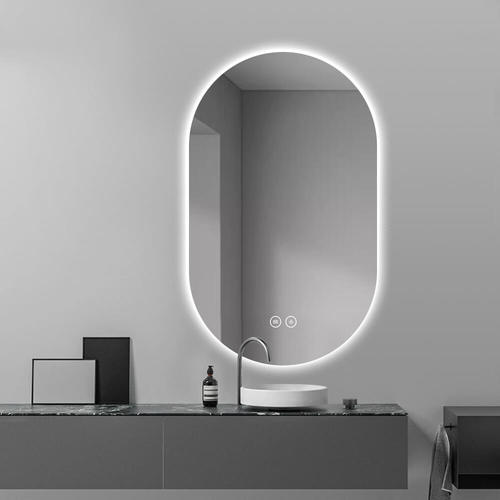 מראה לאמבטיה עם תאורת LED ומפיג אדים – ללא מסגרת אובלית