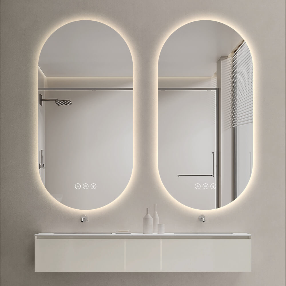 מראה אובלית 60×120 עם תאורת LED ומפיג אדים, מתוך גלריית המוצר