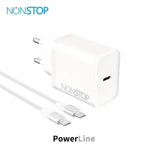 מטען קיר לבן NONSTOP PowerLine PD 20W+כבל USB-C