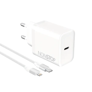 מטען קיר לבן NONSTOP PowerLine PD 20W+כבל USB-C to Lightning