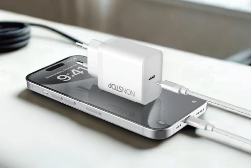 מטען קיר לבן NONSTOP PowerLine PD 20W+כבל USB-C to Lightning