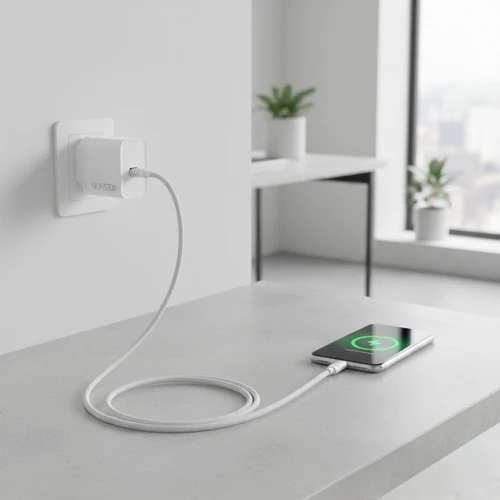 מטען קיר לבן NONSTOP PowerLine PD 20W+כבל USB-C to Lightning