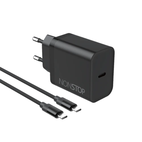 מטען קיר שחור NONSTOP PowerLine PD 20W+כבל USB-C