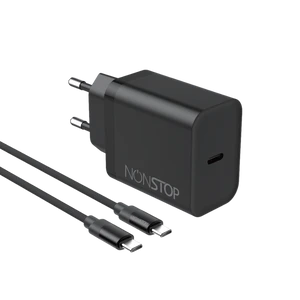 מטען קיר שחור NONSTOP PowerLine PD 20W+כבל USB-C