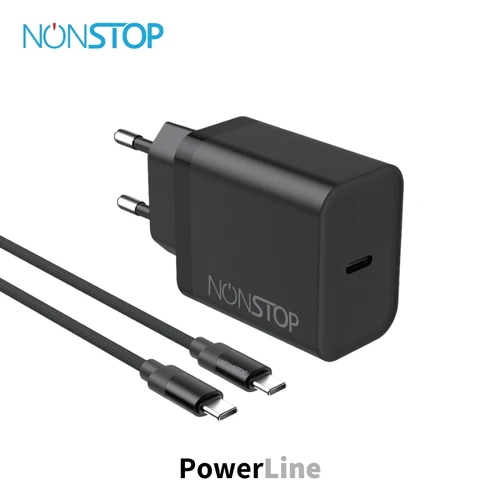 מטען קיר שחור NONSTOP PowerLine PD 20W+כבל USB-C