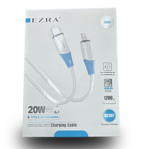 כבל טעינה USB Type-C ל-Lightning Ezra DC361 20W באורך 1.2 מטר בצבע לבן