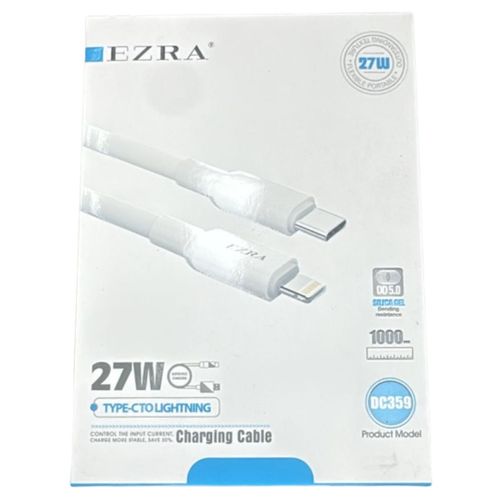 כבל טעינה USB Type-C ל-Lightning Ezra DC359 27W באורך 1 מטר בצבע לבן
