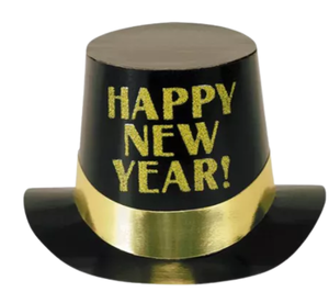 כובע צילינדר HNY שחור זהב