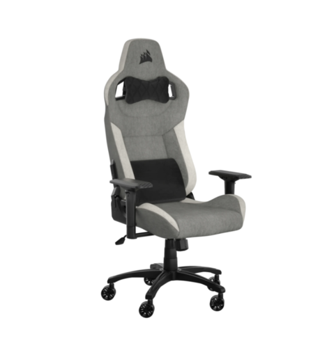 כיסא בד אפור לבן CORSAIR T3 RUSH בעיצוב מודרני ונוח