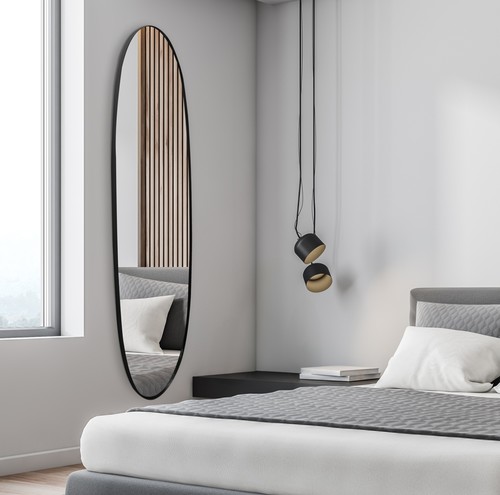 מראה אובלית צרה שחור 