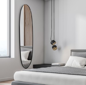 מראה אובלית צרה שחור 