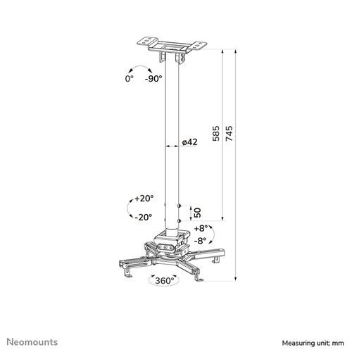 מתקן תליה איכותי למקרנים Neomounts CL25-550BL1