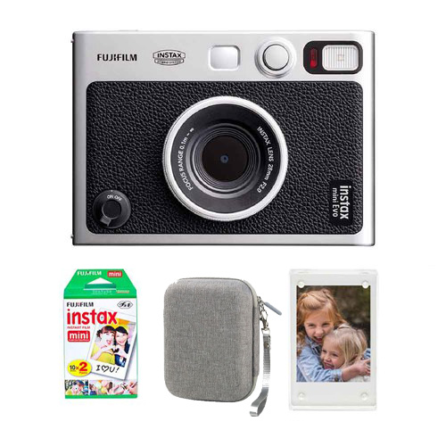 קיט מצלמת פיתוח מיידי Fuji Instax Mini Evo + תיק + דפים + בלוק אקריל