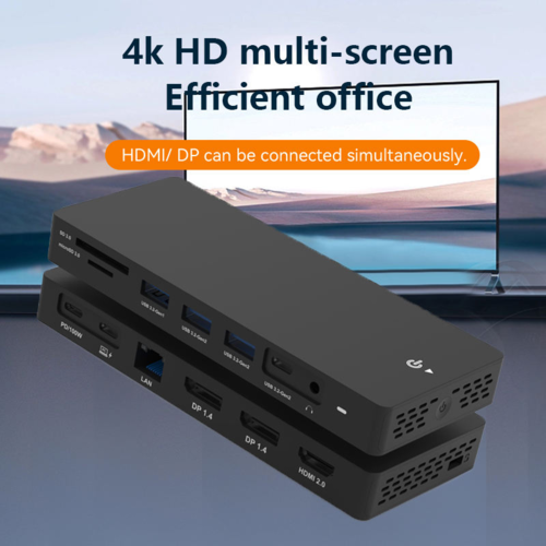 תחנת עגינה רב-תכליתית USB-C עם חיבור מהיר 10GBps