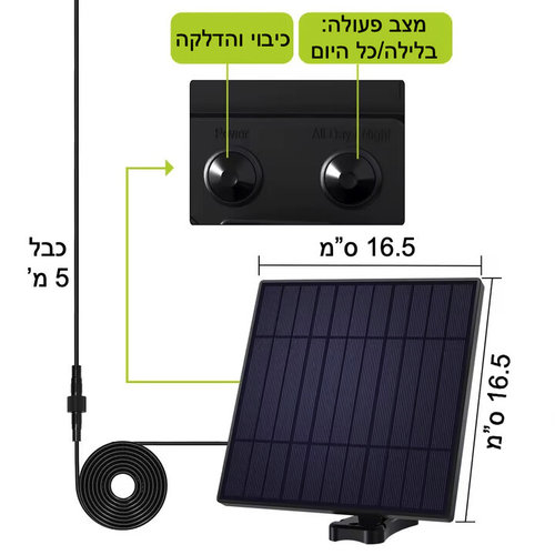 מנורת תליה סולארית 3 גווני הארה דגם גיא