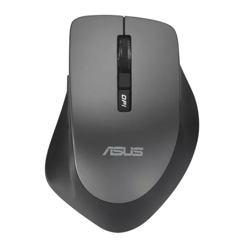עכבר אלחוטי ארגונומי Asus WT425 בצבע אפור כהה עם חיבור RF 2.4GHz ו-DPI מתכוונן