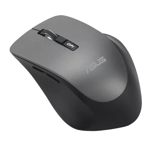 עכבר אלחוטי ארגונומי Asus WT425 בצבע אפור כהה עם חיבור RF 2.4GHz ו-DPI מתכוונן