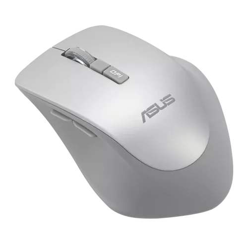 עכבר אלחוטי ארגונומי Asus WT425 בצבע כסוף עם חיבור RF 2.4GHz ו-DPI מתכוונן