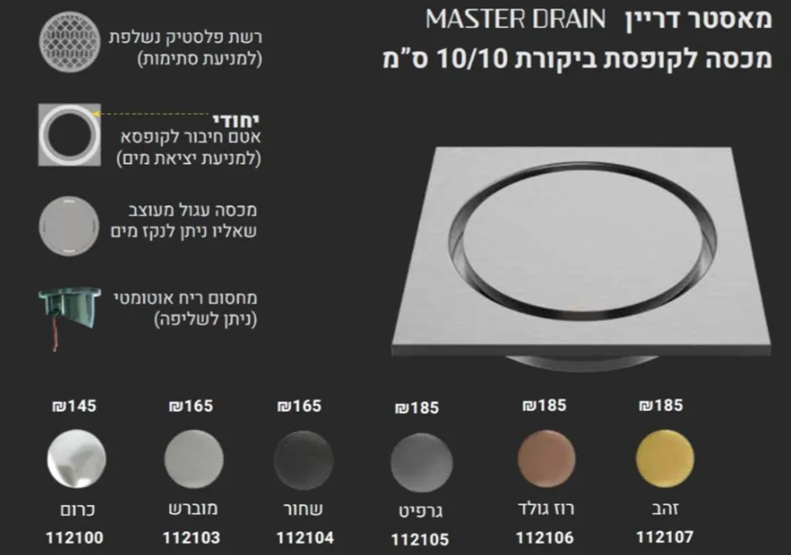 מכסה לקופסא ביקורת בשלל צבעים מאסטר דריין 10X10 סמ