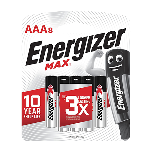 מארז 8 סוללות Energizer AAA אלקליין LR03