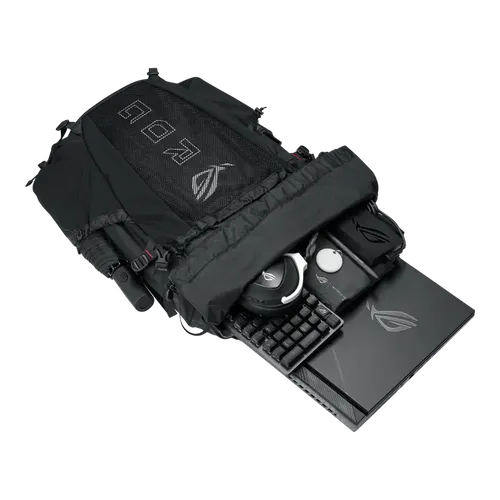 תיק גב ASUS ROG Archer ErgoAir BP3800 בצבע שחור למחשב נייד עד 18 אינץ עם עיצוב מודולרי, גב ארגונומי והגנה מלאה לציוד