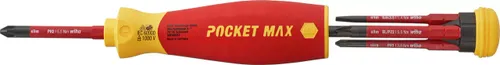 מברג מקצועי ראש מתחלף PocketMax לחשמלאים כולל 4 ראשים שטוח+פיליפס (PH & SL/PZ)