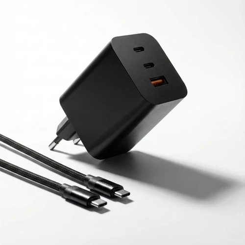 מטען קיר שחור 3 יציאות NONSTOP PowerLine 65W USB-C PD + כבל USB-C