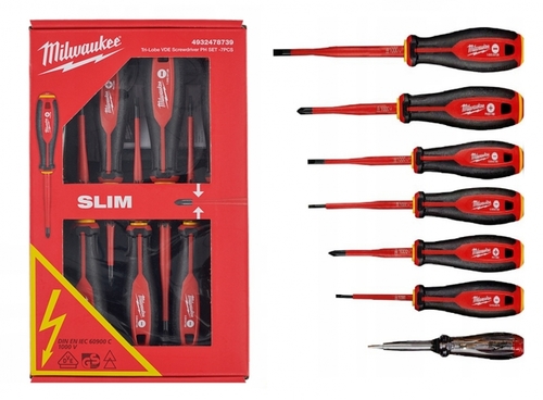 סט מברגים PH לחשמלאים VDE מבודדים 7 יח'- 1000V מבית Milwaukee