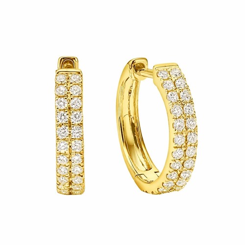 עגילי חישוק יהלומים 0.26ct זהב 14K