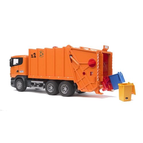 משאית זבל סקניה לילדים SCANIA כתומה - BRUDER 03560