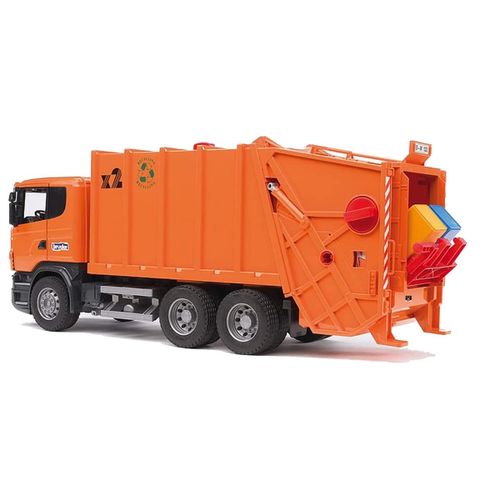 משאית זבל סקניה לילדים SCANIA כתומה - BRUDER 03560