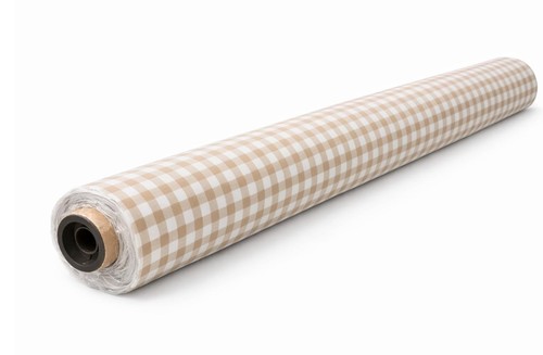 מפת PVC משובצת בצבע מוקה בגליל 20 מטר במראה אלגנטי וחמים
