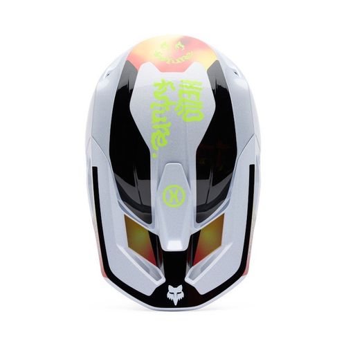 קסדת פוקס לבן / שחור / צבעוני - FOX V1 HELLO FUTURE HELMET V25