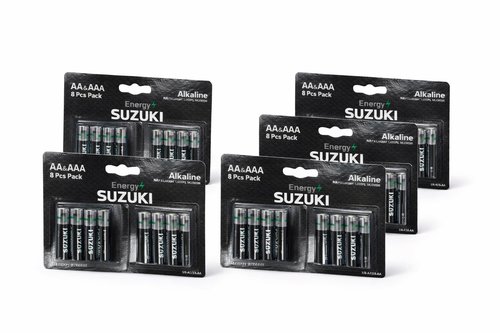SUZUKI ENERGY – סוללות AA + AAA אלקליין | מארז משולב 8 סוללות| 5 חבילות –סהכ 20 AA20+ AAA