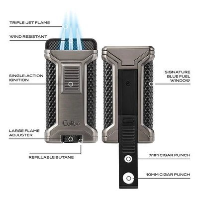 מצית סיגרים Colibri Ascari – Triple Jet עם קוצץ Punch כפול