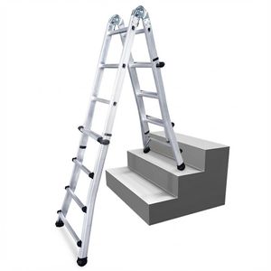 סולם קפיצי טלסקופי 4X5 גובה 5.24 מטר אלומיניום מתקפל - DOFAIR TLB20