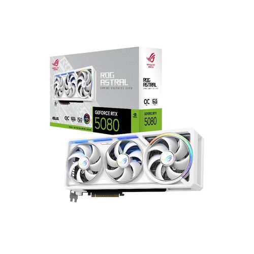 כרטיס מסך לבן ASUS ROG Astral GeForce RTX 5080 16GB GDDR7 WHITE OC Edition