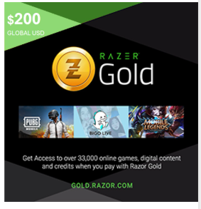קוד Razer Gold 200 דולר – גלובלי (קוד דיגיטלי)