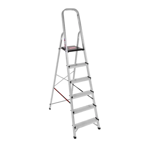 סולם אלומיניום הובי H805 עם 5+1 שלבים ופלטפורמת עבודה, פרופיל מחוזק 46x20 מ