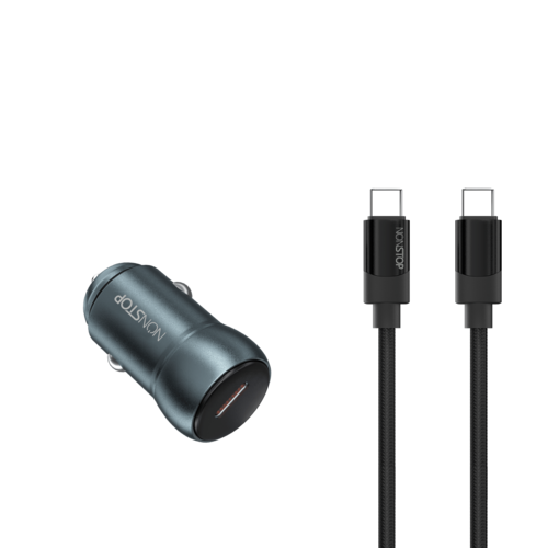 מטען רכב + כבל NONSTOP PowerLine PD 30W USB-C to USB-C