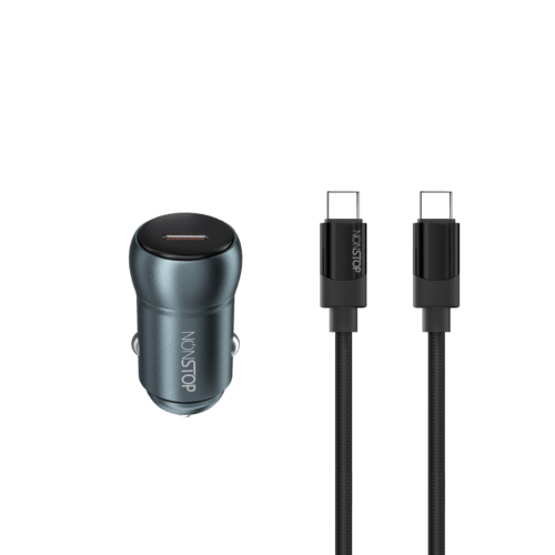מטען רכב + כבל NONSTOP PowerLine PD 30W USB-C to USB-C