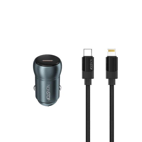 מטען רכב + כבל NONSTOP PowerLine PD 30W USB-C to Lightning
