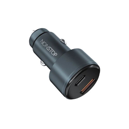 מטען רכב 2 יציאות NONSTOP PowerLine PD+QC 48W + כבל USB-C to Lightning