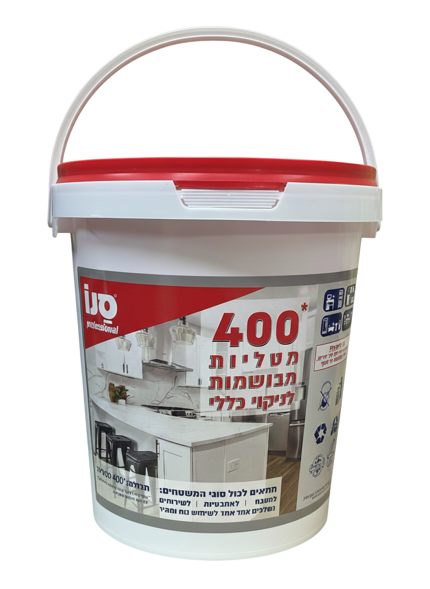 דלי מגבונים לחים לניקוי כללי - 400 יח