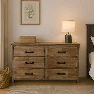 וינה - קומודה עץ 6 מגירות| טבעי 