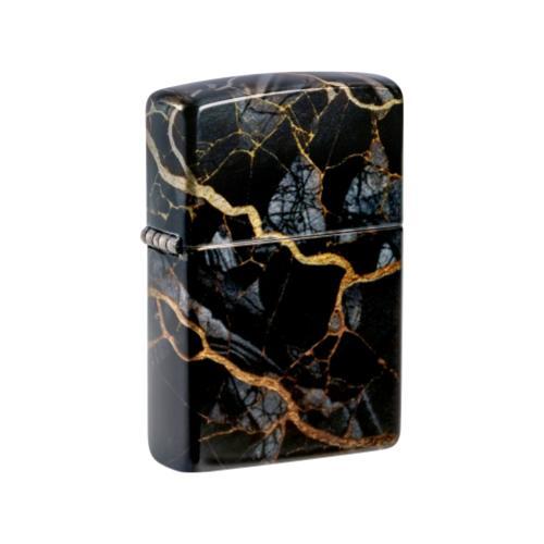 מצית זיפו שיש שחור זהב - ZIPPO